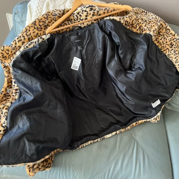 π NWT Leopard FOREVER 21 Gorgeous SOFT Fluffy FAUX FUR Baddie COAT Jacket 3X - Picture 14 of 16